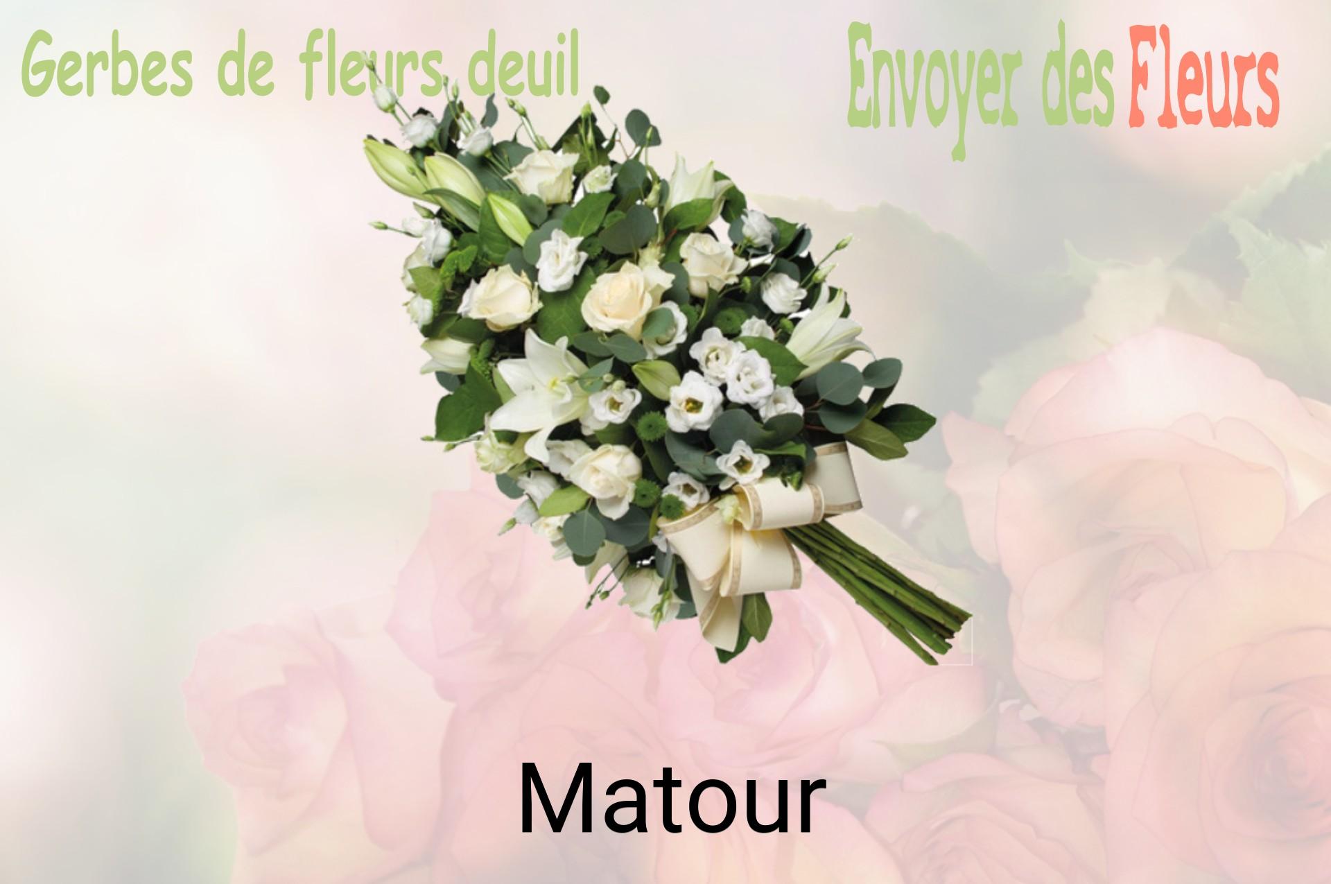 Gerbe de fleurs de deuil livrée à Matour